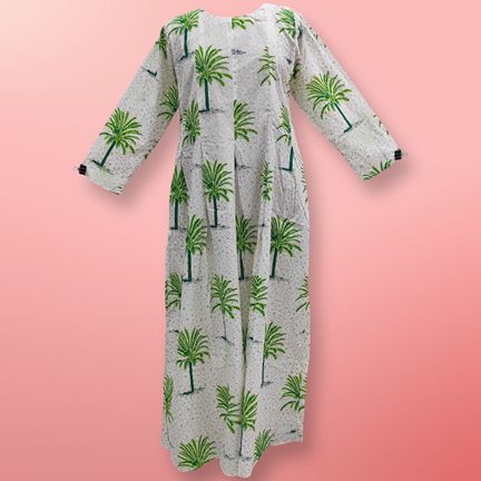 2XL/3XL  Ruby Printed Cotton Dress 57" Long Jalabiya