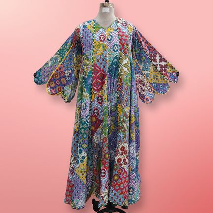 X/XS  Meher Multi Printed Cotton Dress 57" Long Jalabiya