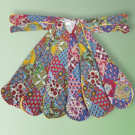 6-7 Year Meher Multi Printed Cotton Girls Dress 38" Long Jalabiya