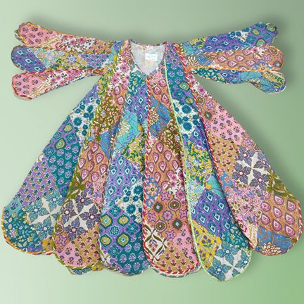 6-7 Year Meher Multi Printed Cotton Girls Dress 38" Long Jalabiya