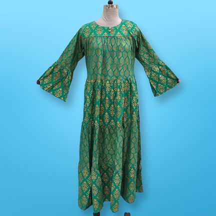 S/M Moon Gold Printed Dress 57" Long Jalabiya