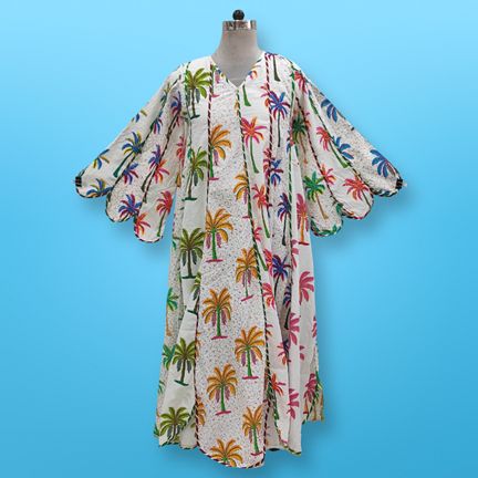 XS/S Meher Multi Printed Cotton Dress 54" Long Jalabiya