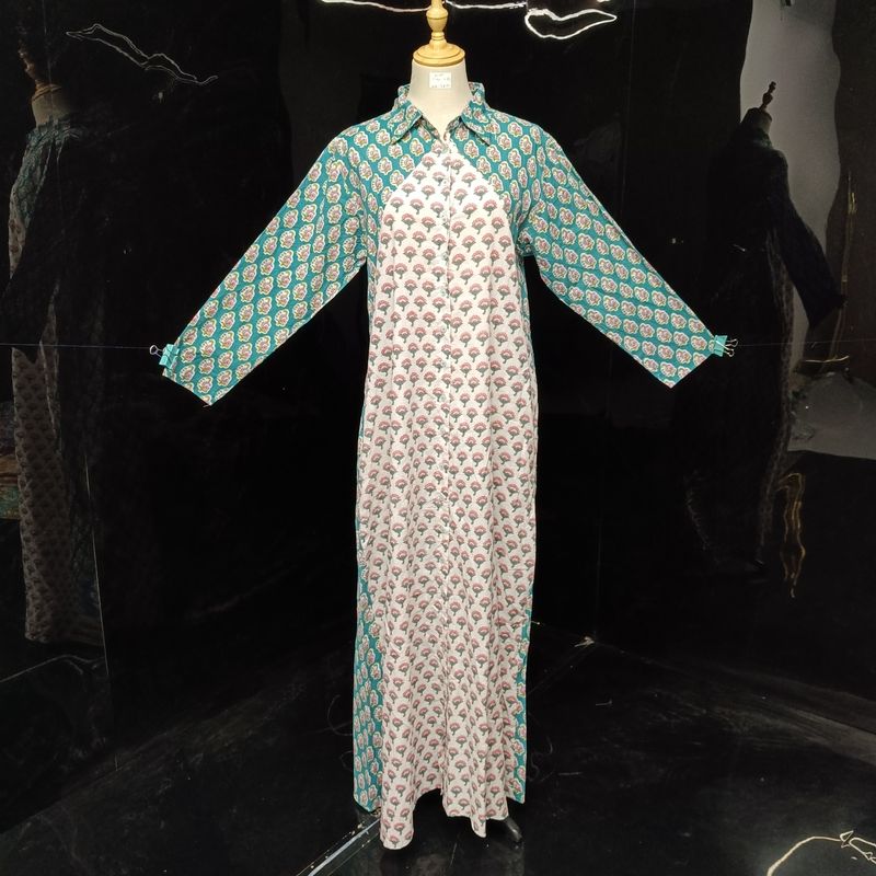 S/M Honey  Printed cotton Dress 57" Long Jalabiya