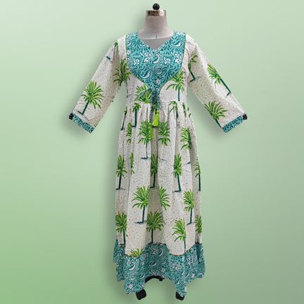 2XL/3XL Zaria Printed Cotton Dress 57"Long Jalabiya