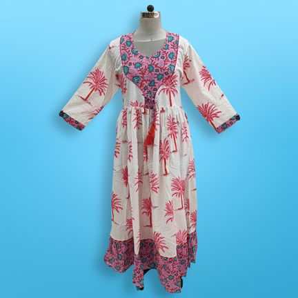 S/M Zaria Printed Cotton Dress 57"Long Jalabiya