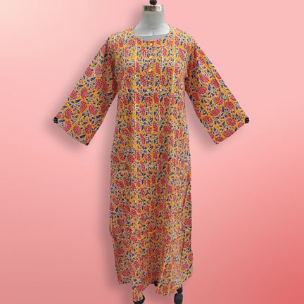 S/M Jeeny Printed Cotton Dress 57" Long Jalabiya