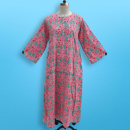XS/S Jeeny Printed Cotton Dress 54" Long Jalabiya