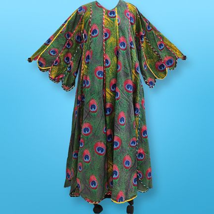 S/M Meher Multi Printed Cotton Dress 57" Long Jalabiya