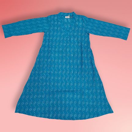 4-5 Year Teena Printed Cotton Girls Dress 33" Long Jalabiya