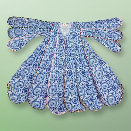 4-5 Year Meher Blue Printed Cotton Girls Dress 34" Long Jalabiya