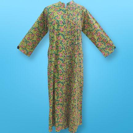 S/M Shyla Printed Cotton Dress 57" Long Jalabiya