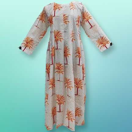 2XL/3XL  Ruby Printed Cotton Dress 57" Long Jalabiya