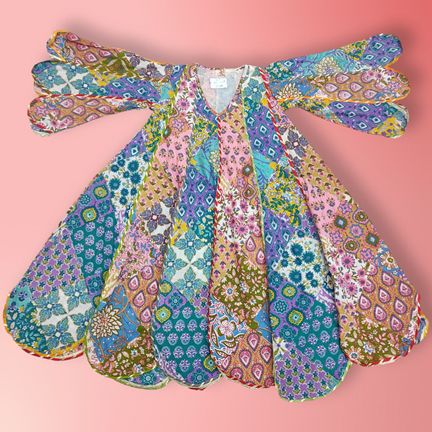 6-7 Year Meher Multi Printed Cotton Girls Dress 38" Long Jalabiya