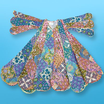 6-7 Year Meher Multi Printed Cotton Girls Dress 38" Long Jalabiya