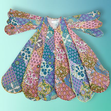 6-7 Year Meher Multi Printed Cotton Girls Dress 38" Long Jalabiya