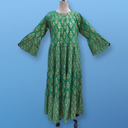 L/XL Moon Gold Printed Dress 57" Long Jalabiya