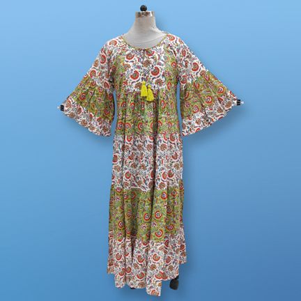 L/XL Gabby Multi Printed Cotton Dress 56" Long Jalabiya