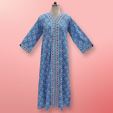 XS-S Aafia Printed Cotton Dress 54" Long Jalabiya