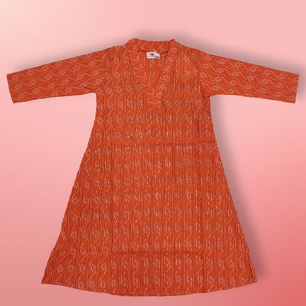 2-3 Year Teena Printed Cotton Girls Dress 30" Long Jalabiya