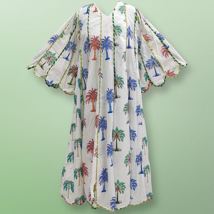 L/XL Meher Printed Cotton Dress 57" Long Jalabiya