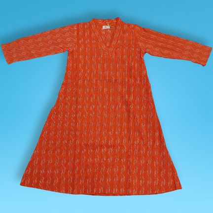 4-5 Year Teena Printed Cotton Girls Dress 33" Long Jalabiya