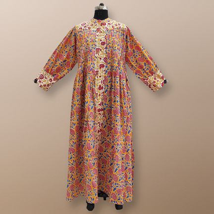 S/M  Aafreen Printed Cotton Dress 57" Long Jalabiya