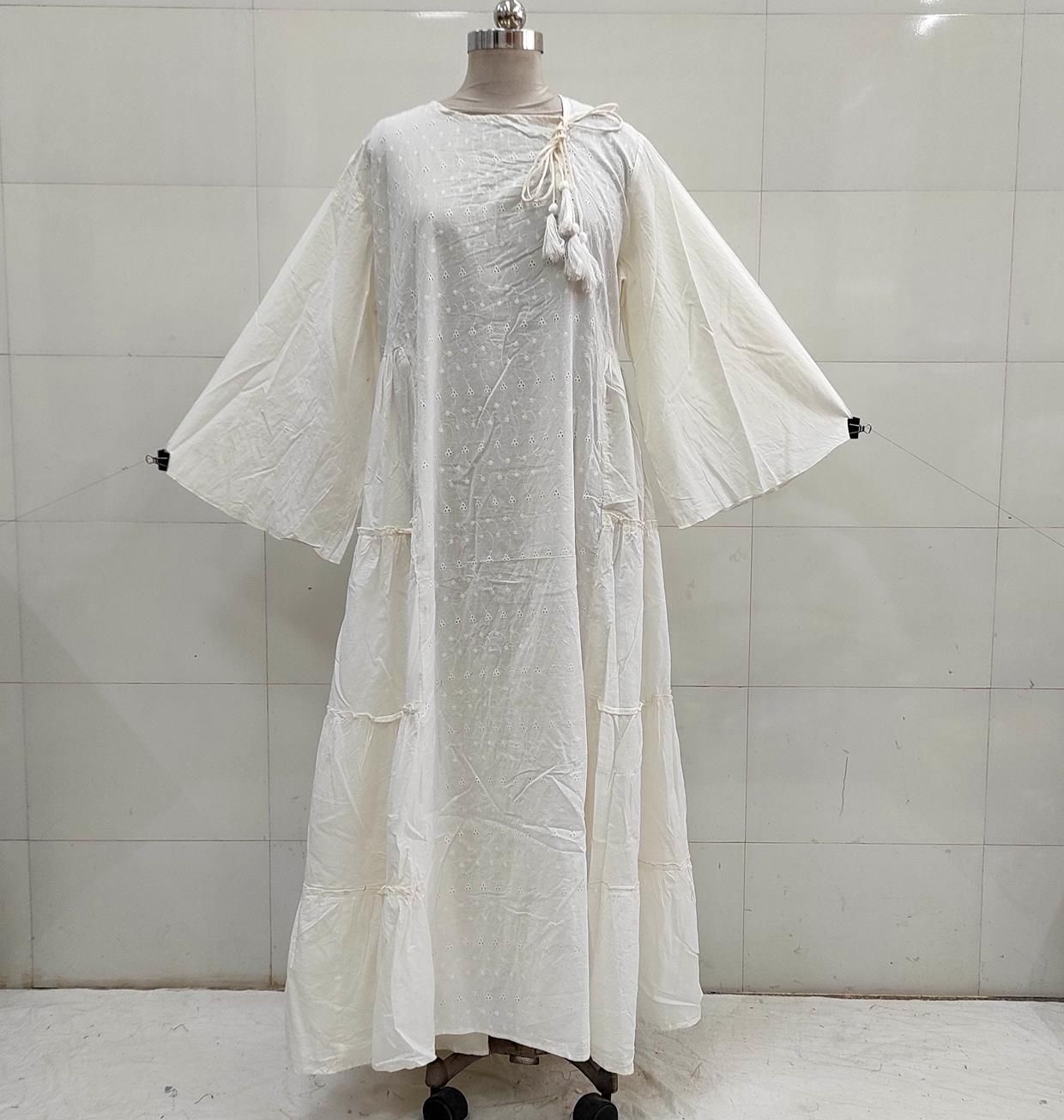 2XL/3XL Cindrella embroidery Cotton Dress 57" Long Jalabiya