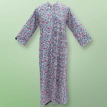 S/M Maira Printed Cotton Dress 57" Long Jalabiya