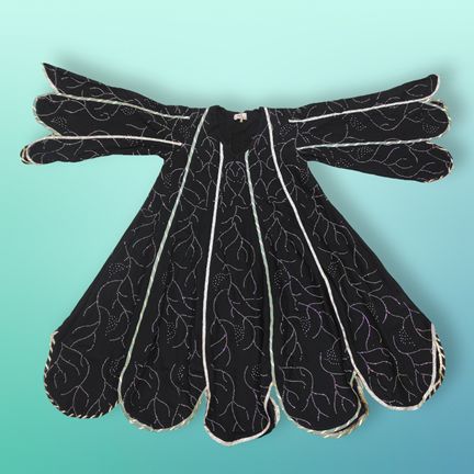 6-7 Year Meher Crystal Plain Black Cotton Girls Dress 37" Long Jalabiya