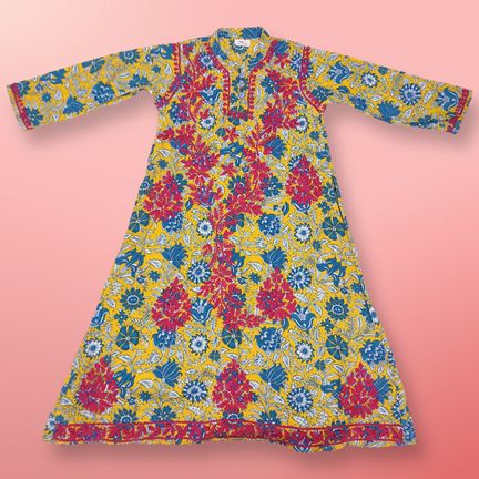 4-5 Year Embroidery Sofi Cotton Girls Dress 34" Long Jalabiya