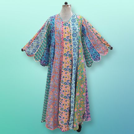 XS/S Meher Multi Printed Cotton Dress 54" Long Jalabiya