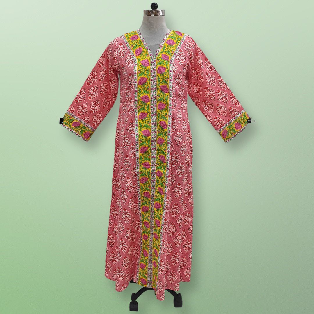 L/XL Aafia Printed Cotton Dress 56" Long Jalabiya