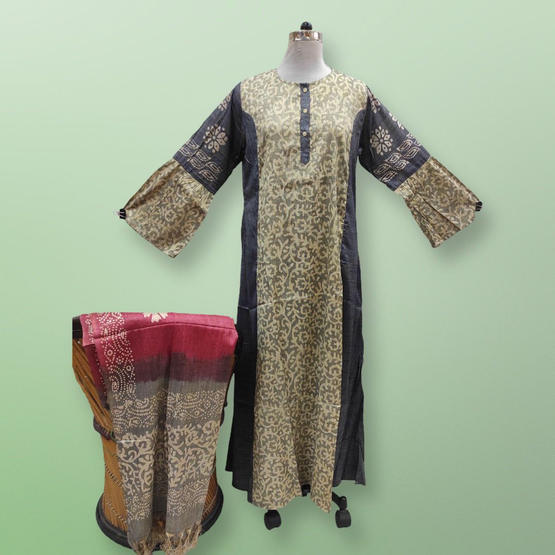 L/XL Cotton Printed Marry Dress 56" Long Jalabiya With Sheila