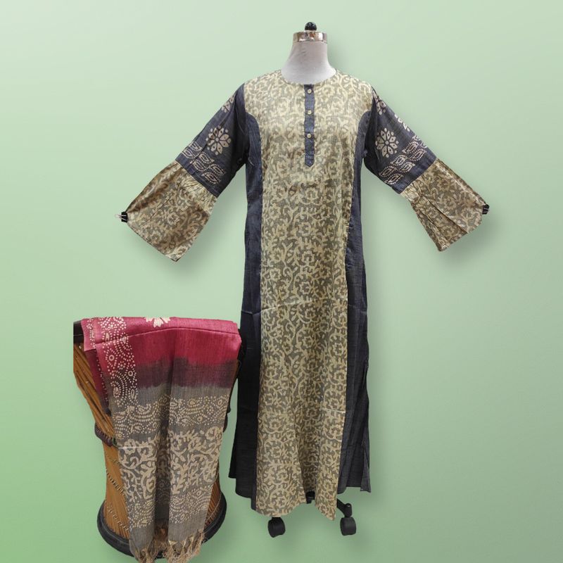 L/XL Cotton Printed Marry Dress 56" Long Jalabiya With Sheila