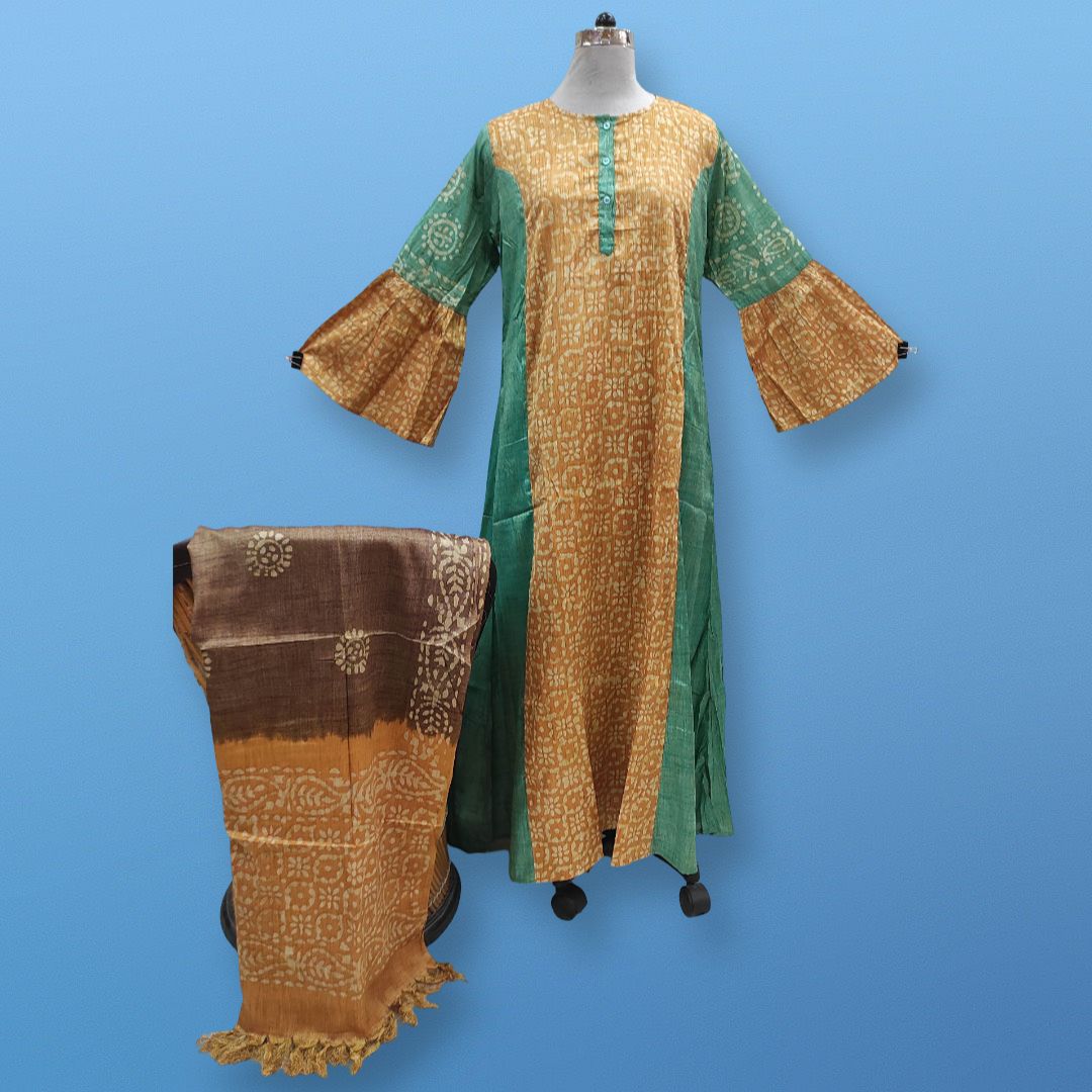 L/XL Cotton Printed Marry Dress 56" Long Jalabiya With Sheila