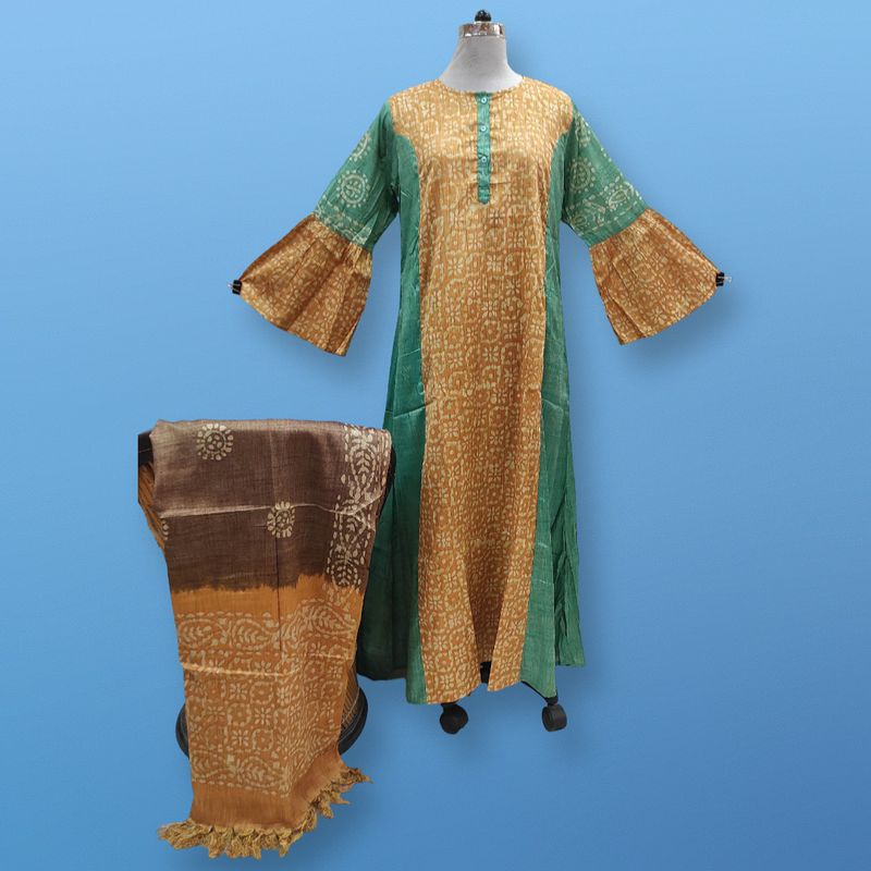 L/XL Cotton Printed Marry Dress 56" Long Jalabiya With Sheila