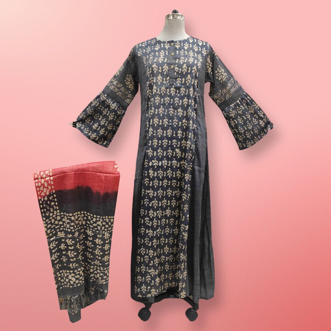 S/M Cotton Printed Marry Dress 56" Long Jalabiya With Sheila