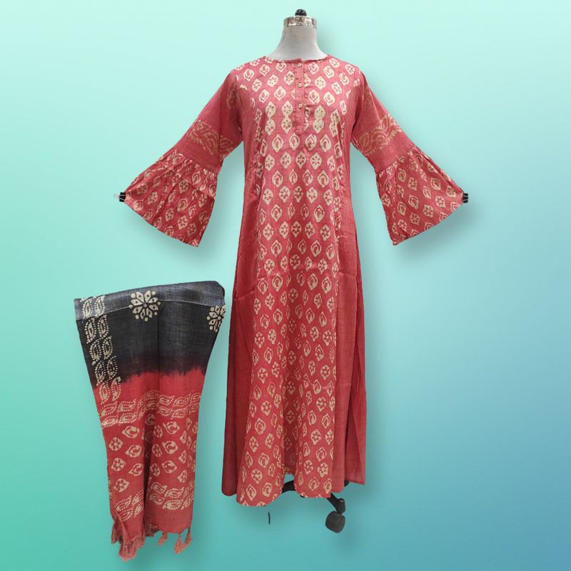 S/M Cotton Printed Marry Dress 56" Long Jalabiya With Sheila