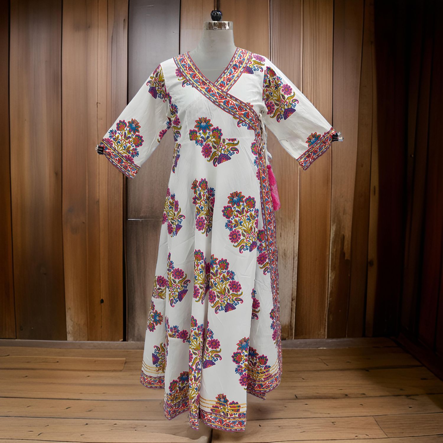 L/XL Priam Printed Cotton Dress 57" Long Jalabiya