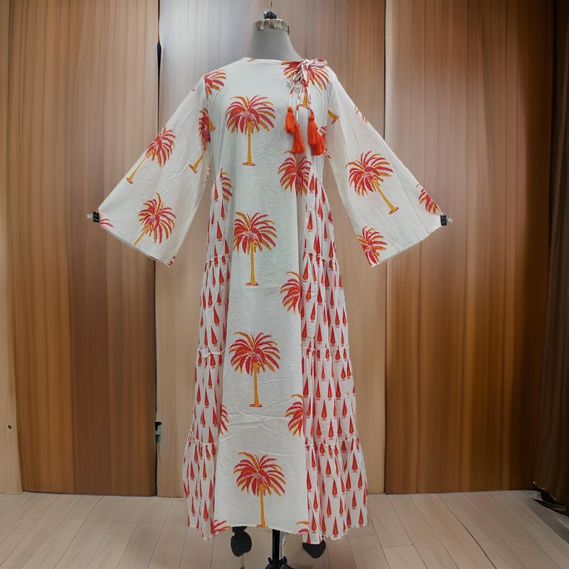 2XL/3XL Cindrella Printed Cotton Dress 57" Long Jalabiya