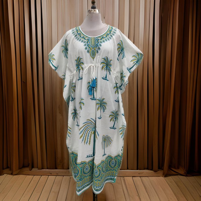 Free Size Farasha Kaftan Cotton 57" Long Jalabiya