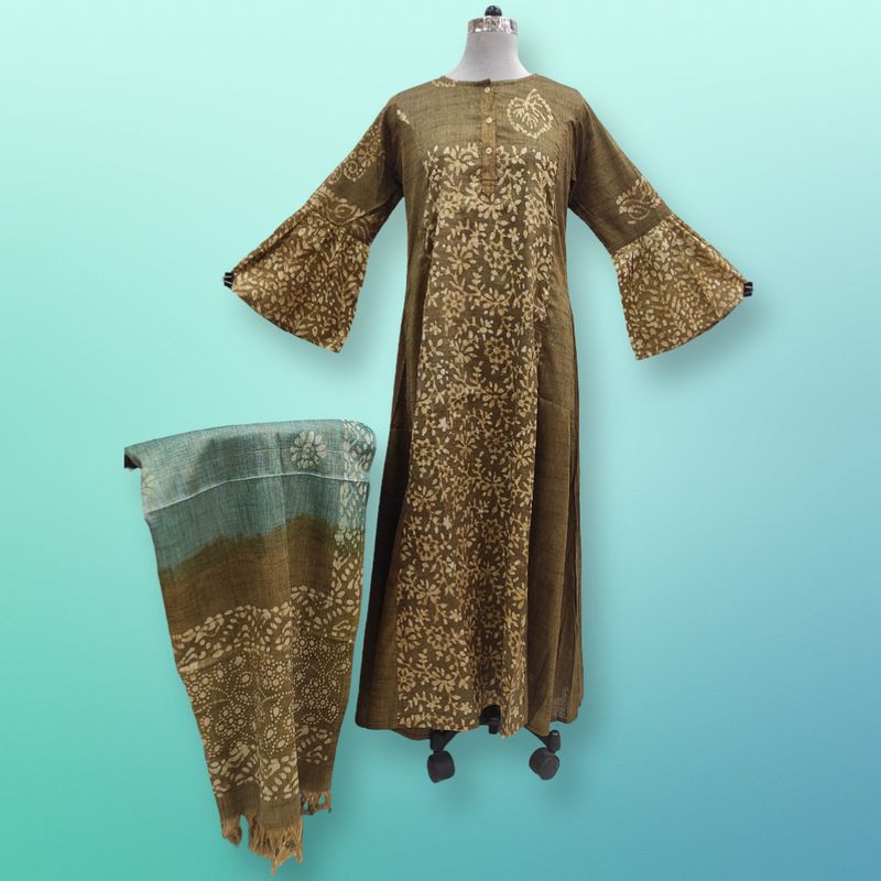 S/M Cotton Printed Marry Dress 56" Long Jalabiya With Sheila