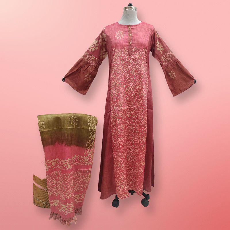 S/M Cotton Printed Marry Dress 56" Long Jalabiya With Sheila