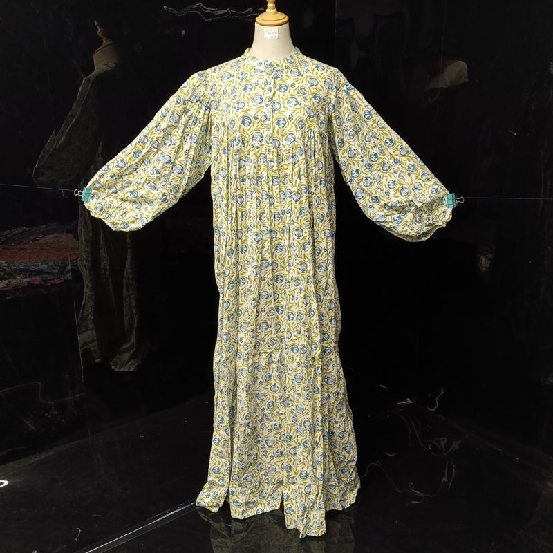 S/M Alfia Printed Cotton Dress 57" Long Jalabiya