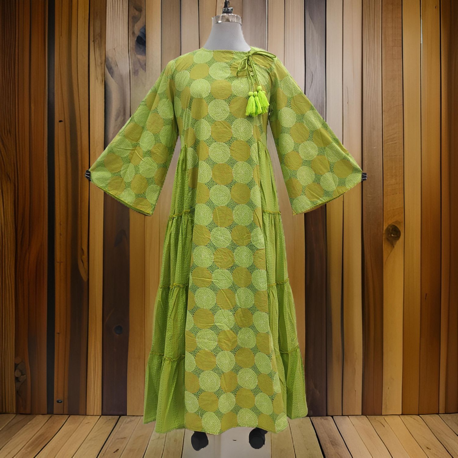 L/XL Cinderella Printed Cotton Dress 57" Long Jalabiyas