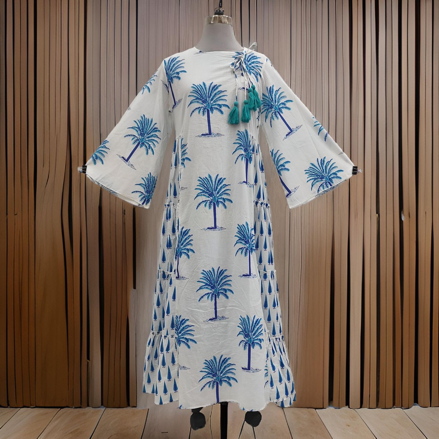 L/XL Cinderella Printed Cotton Dress 57" Long Jalabiyas