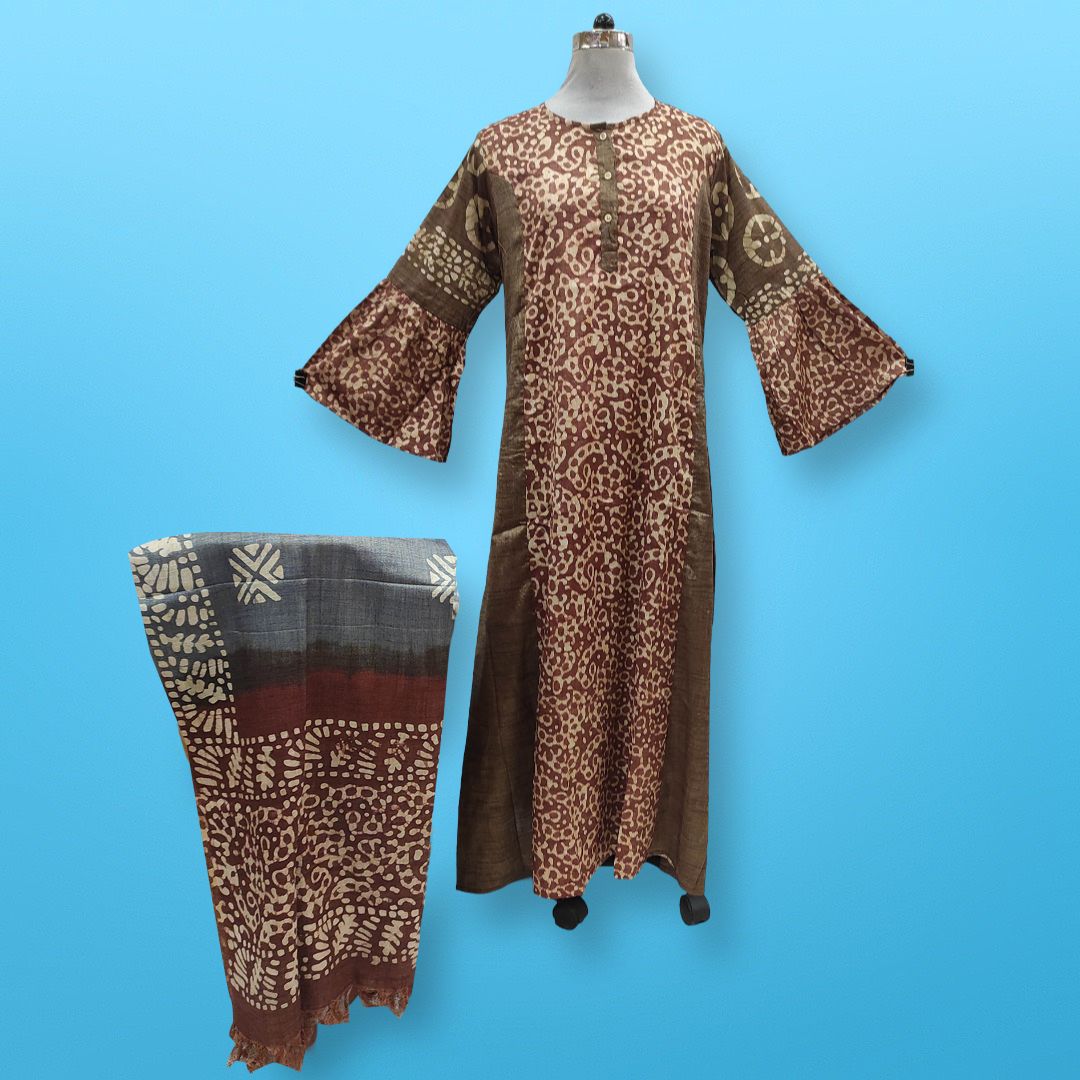 L/XL Cotton Printed Marry Dress 56" Long Jalabiya With Sheila