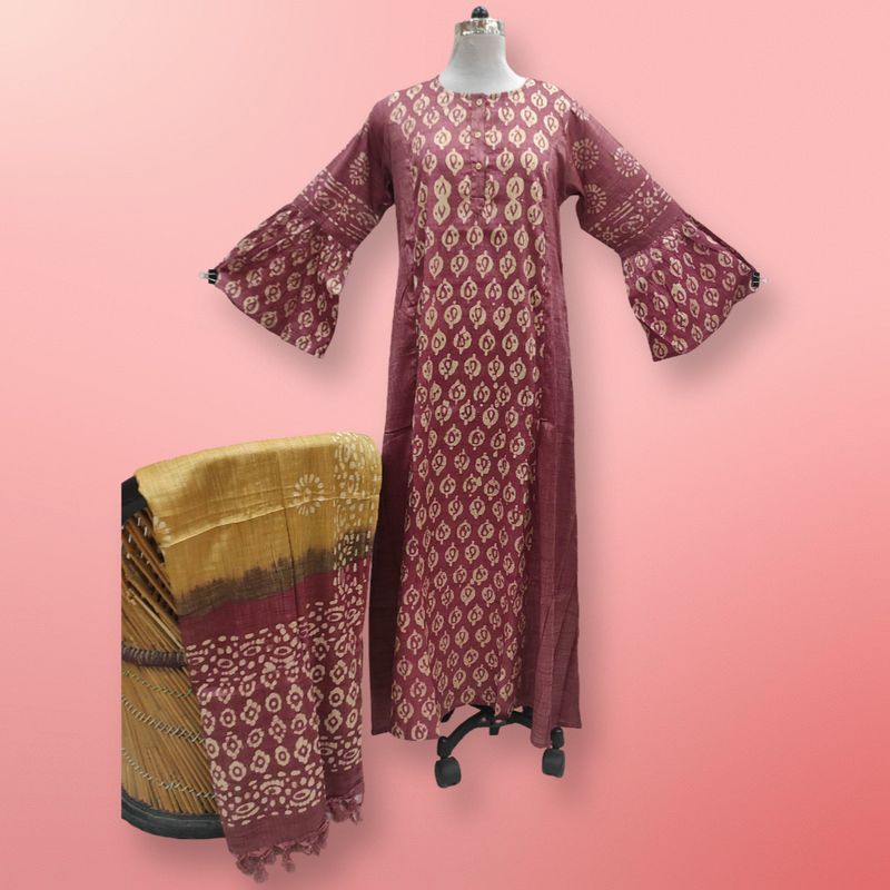 S/M Cotton Printed Marry Dress 56" Long Jalabiya With Sheila