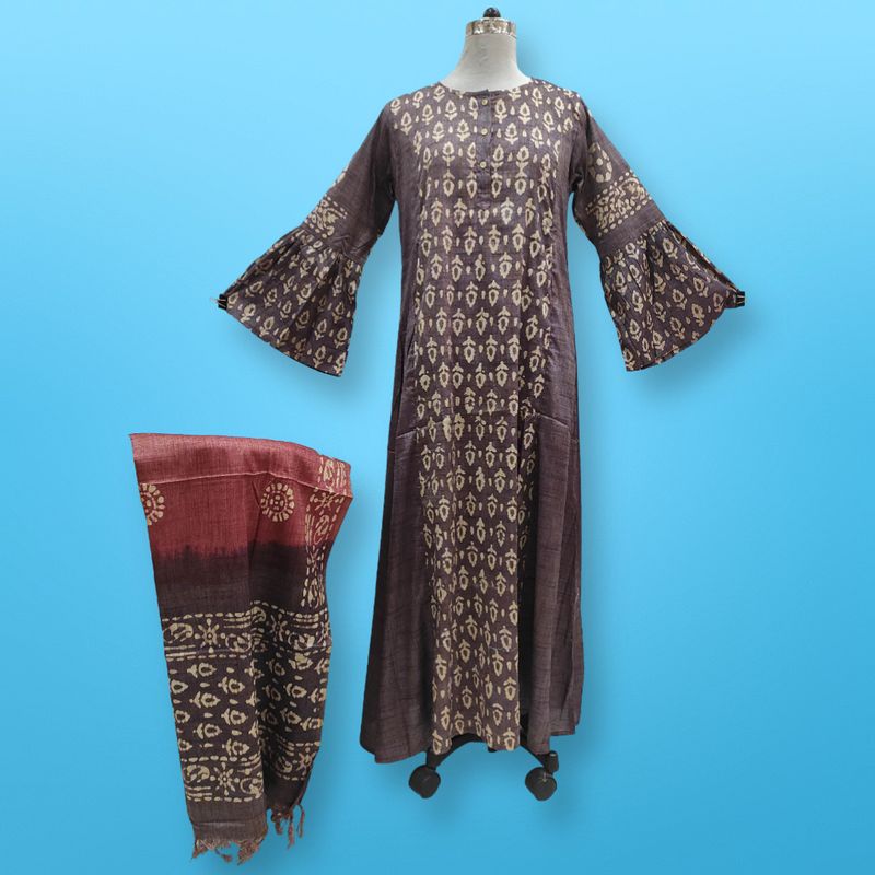 S/M Cotton Printed Marry Dress 56" Long Jalabiya With Sheila