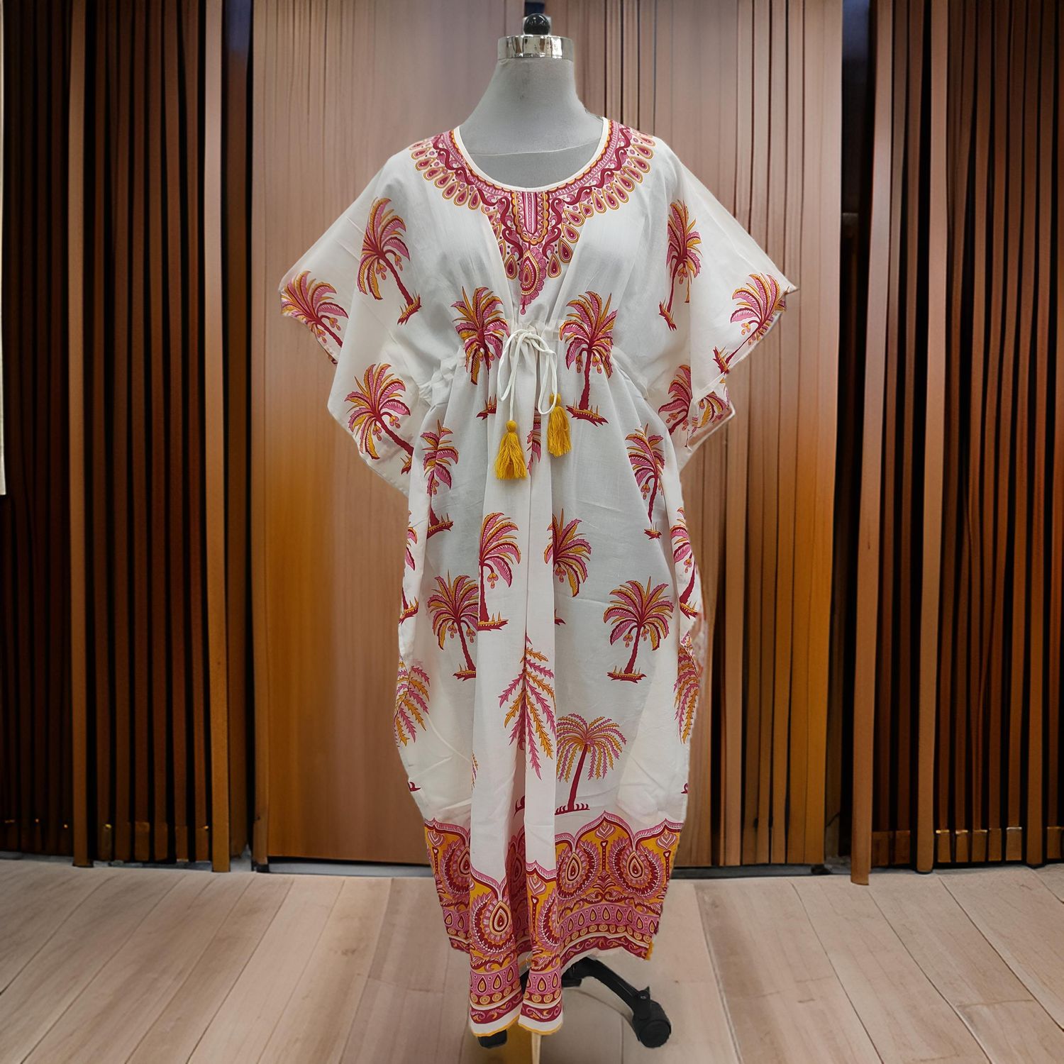 Free Size Farasha Kaftan Cotton 57" Long Jalabiya